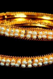 REAL PEARLS DOUBLE LINE SEED PEARLS BANGLE HYDERABAD 