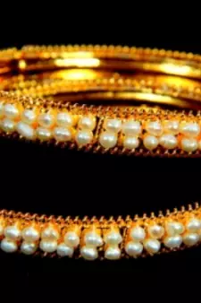REAL PEARLS DOUBLE LINE SEED PEARLS BANGLE HYDERABAD 
