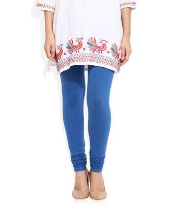 Blue cotton lycra stitched leggings 1