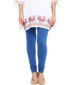 Blue cotton lycra stitched leggings