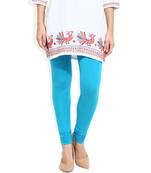 Sky Blue cotton lycra stitched leggings