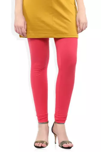 Pink cotton lycra stitched leggings