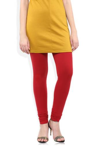 Red cotton lycra stitched leggings
