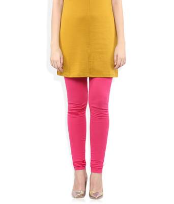 Pink cotton lycra stitched leggings 1