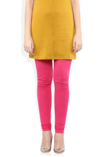 Pink cotton lycra stitched leggings