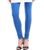 Blue cotton lycra stitched leggings