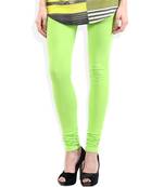Green cotton lycra stitched leggings