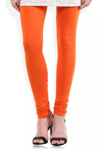 Orange cotton lycra stitched leggings