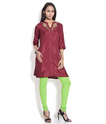 Green cotton lycra stitched leggings 2