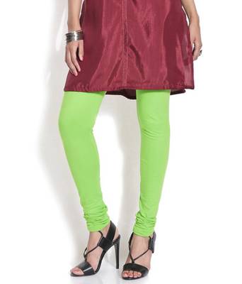 Green cotton lycra stitched leggings 3