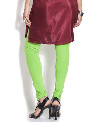 Green cotton lycra stitched leggings 4