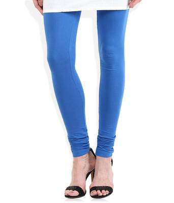Blue cotton lycra stitched leggings 1