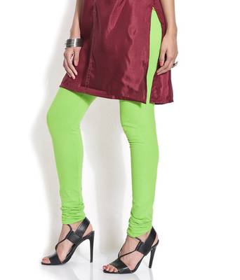 Green cotton lycra stitched leggings 1