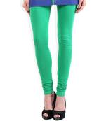 Green cotton lycra stitched leggings