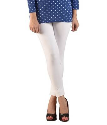 White cotton lycra stitched leggings 1