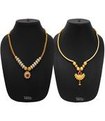 Crystal Yellow Gold Alloy Combo Pack Of 2 Necklace