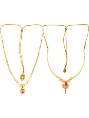 Crystal Yellow Gold Alloy Combo Pack Of 2 Necklace 3