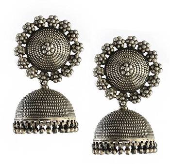 Silver Beads Studded Beautiful Designer Jhumki 1