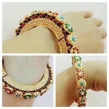 Multicolor Pearl And Meenakari Hand Crafted Jaipuri Kada For Womens 1