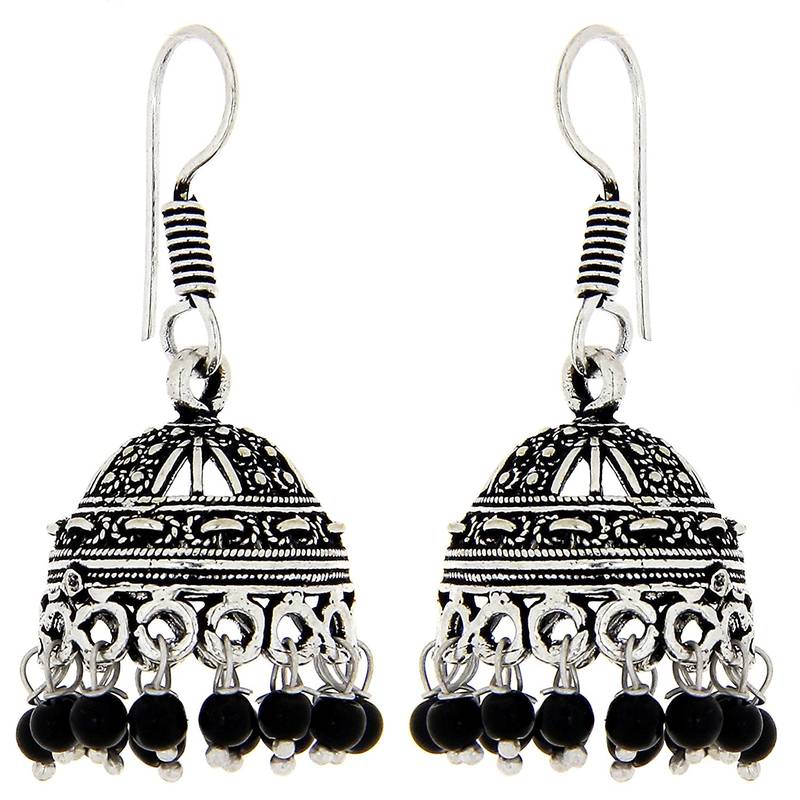 Exciting silver oxidised jhumka