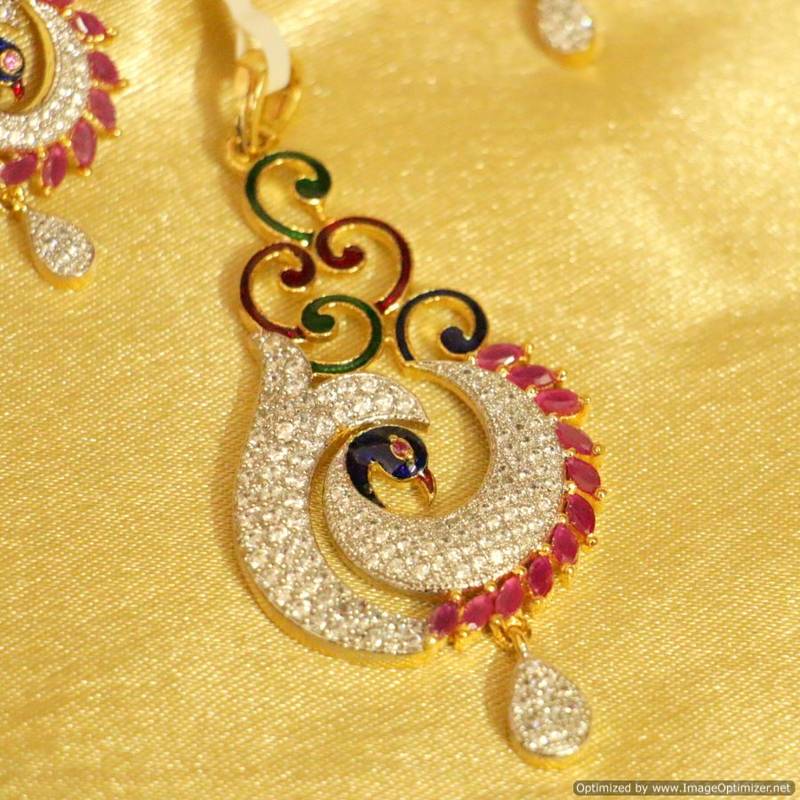 Peacock Look Diamond pendant Set Sanvi Jewels 1551734