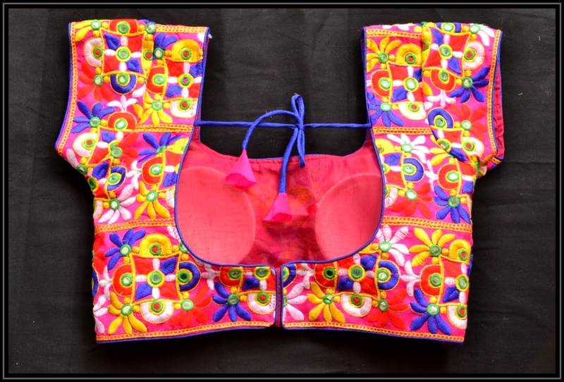 Multicolor cotton embroidered readymade blouse