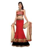 Hypnotex Maroon Art Silk Semi Stitch Lengha Megha7103