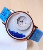 New Exclusive latest Blue colour Leather strap Girl's Wear watch arrival