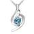 18k White Gold Plated Blue Solitaire Crystal Necklace Pendant For Women & Girls