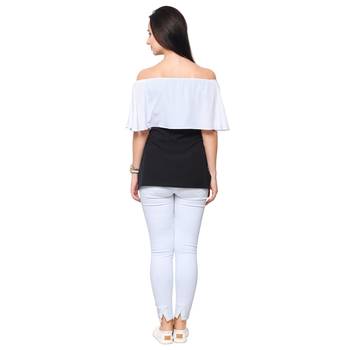 Black crepe printed stitched top 3