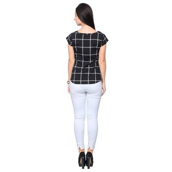 Black crepe printed stitched top 3