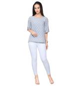 Grey crepe printed stitched top