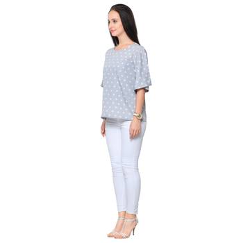 Grey crepe printed stitched top 2