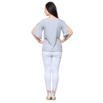 Grey crepe printed stitched top 3