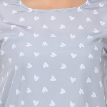 Grey crepe printed stitched top 4