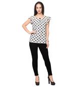 White crepe printed stitched top