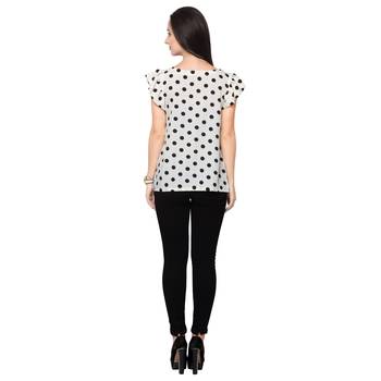 White crepe printed stitched top 3
