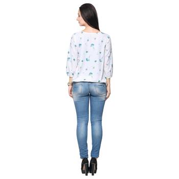 White crepe printed stitched top 3