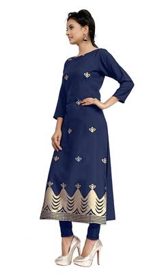 blue crepe printed stitched kurti 2