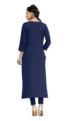 blue crepe printed stitched kurti 3