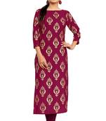magenta crepe printed stitched kurti