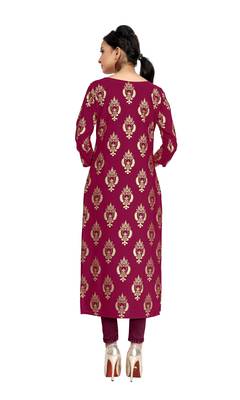magenta crepe printed stitched kurti 3