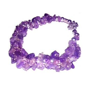 Amethyst uncut stone chip bracelet crown chakra healing gemstone 1