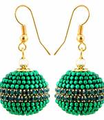 Handmade Paper Quilling Green Ball Jhumki