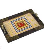 Hand Painted Wooden Tray With Dhokra Work