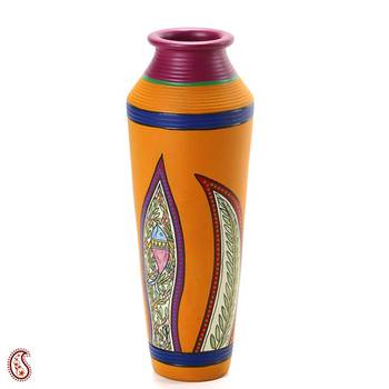 Handcrafted Worli Painted Terracotta Vase 1