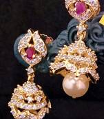 White Agate Gold Plated Jhumkas