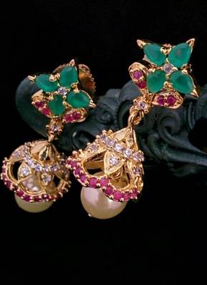 Multicolor Agate Gold Plated Jhumkas 1
