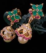 Multicolor Agate Gold Plated Jhumkas