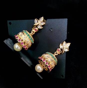 Multicolor Agate Gold Plated Jhumkas 1